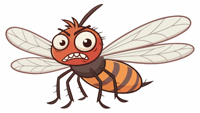 Angry cartoon mosquito character with mosquito irritated aggressive illustration character wildlife entomology mischief nuisance frustrated