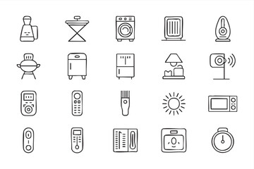 Fototapeta premium Minimal Home Appliance Outline Icon Set For Kitchen And Laundry Graphics