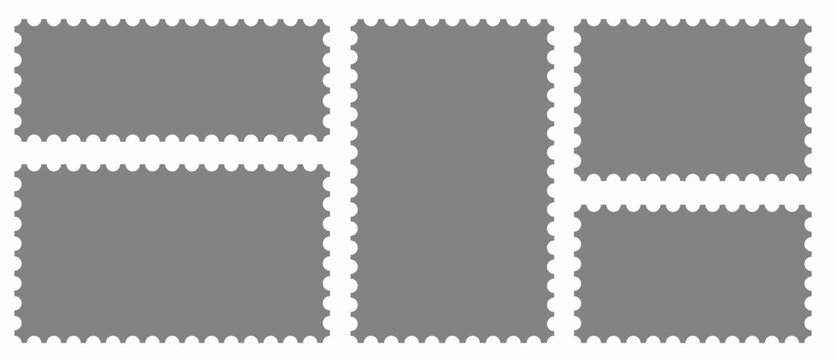 Blank postage stamp, clean postage stamp, isolated on white background. Blank postage stamps borders vector set. Postage stamp set. Mockup postage stamps. Blank postage stamp borders templates