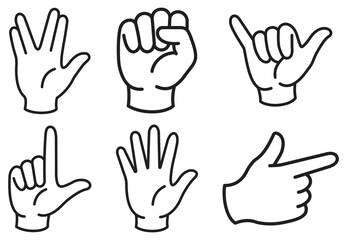 Obraz premium Hand gesture line icons set. Vector outline finger symbol collection.