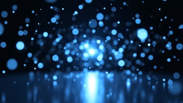 Blue bokeh light particles in motion ideal for sleek commercial backgrounds and title sequences