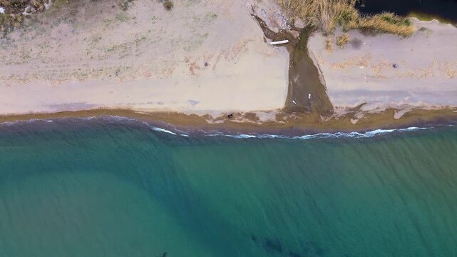 Aerial View of Dikili Coast and River Mouth in Izmir