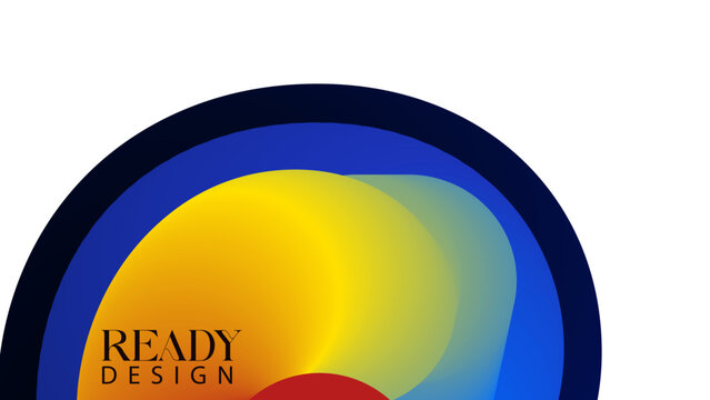 Multicolored semicircle graphic design element on white background