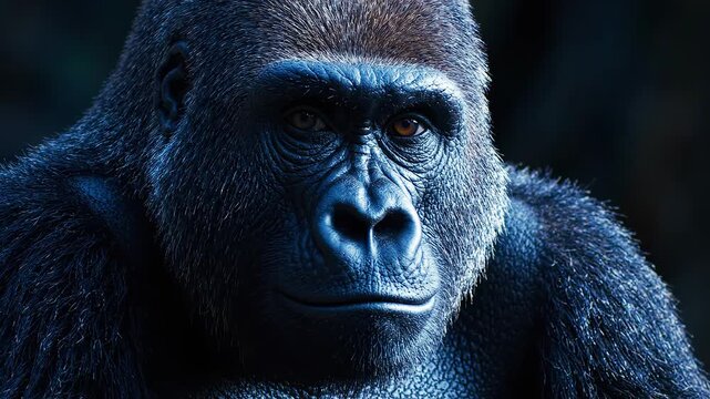 Closeup of a gorillas face symbolizing dynamic movement and artistic expression