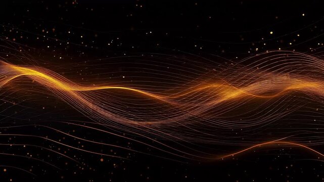 Digital golden perspective glowing linear abstract background