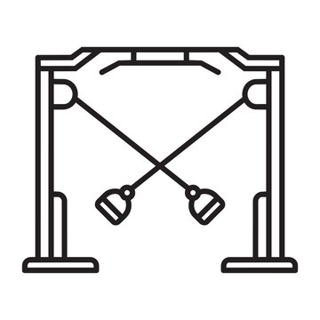 A simple line icon shows a cable crossover machine for effective gym strength workouts