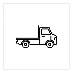 Fototapeta premium Simple line drawing of a small flatbed truck vehicle icon icon