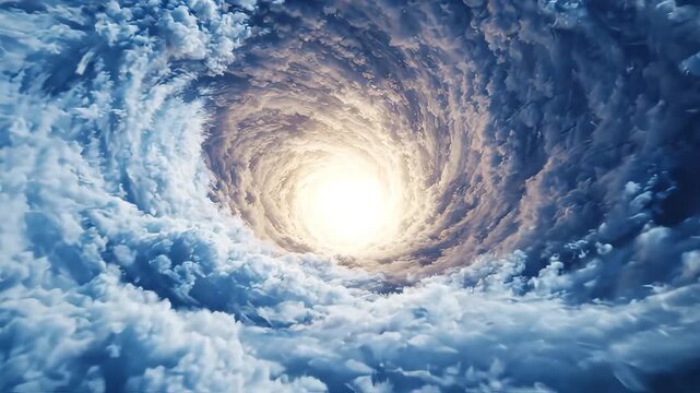 Cloud vortex with bright center emphasizing modern aesthetics and minimalist design