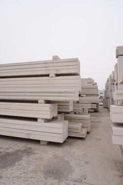 Stacked Lightweight Partition Panels / ALC Panels at Construction Yard