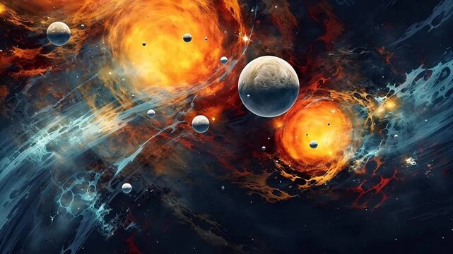 Digital planets nebula starry sky abstract background
