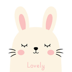Fototapeta premium Cute Cream Bunny Illustration Transparent PNG, Kawaii Beige Rabbit Character Clip Art