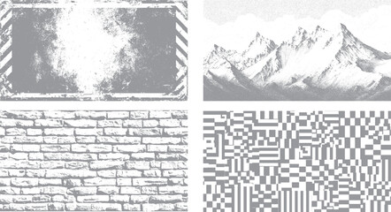 Obraz premium Set Creative black grunge backgrounds with gritty texture detail