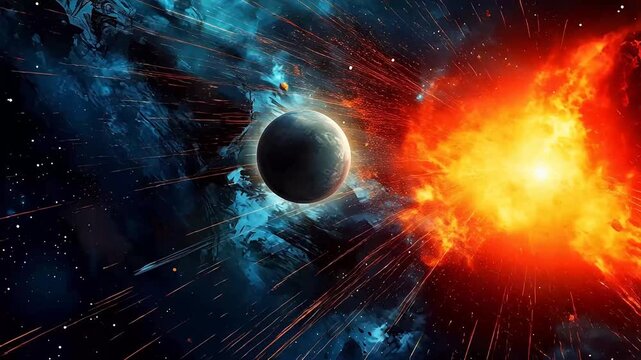 Digital planets nebula starry sky abstract background