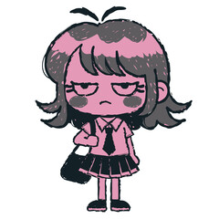 Fototapeta premium Bored School Girl Character Vector Illustration for Comic Design