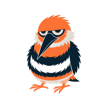 Cute Round Robin Bird Icon Vector Illustration for Mobile App Design