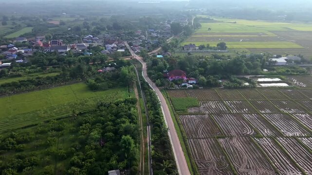 aerial view of the road, and landscape in Orient