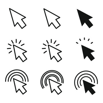 Computer mouse cursor icons in various styles and designs for digital use icon