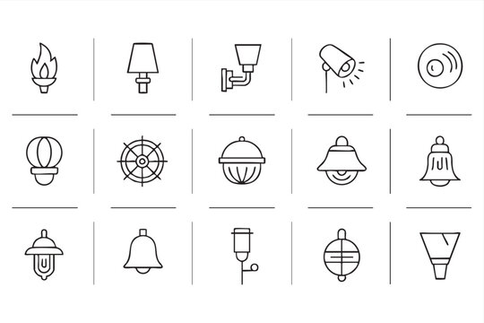 Line Art Lamp Fixture Set For Architecture And Renovation Graphics