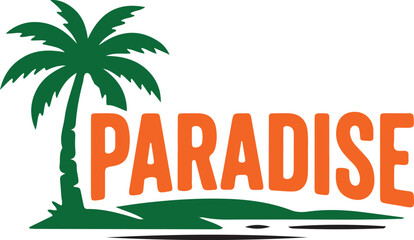 Tropical paradise island with palm tree and text © MDShoaibAkhter