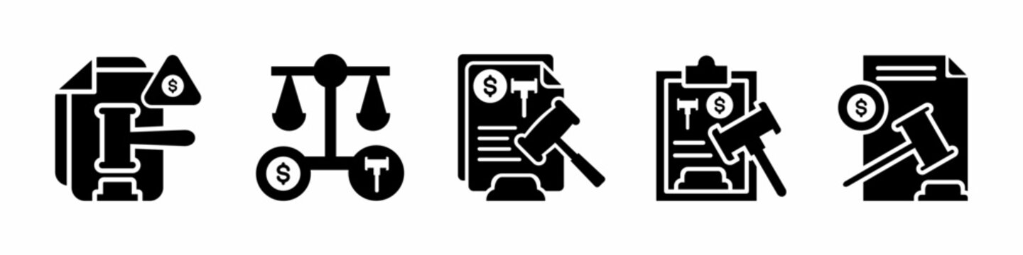 Penalty provisions icon vector collection. Set of penalty provisions icon vector template designs. Stock vector.