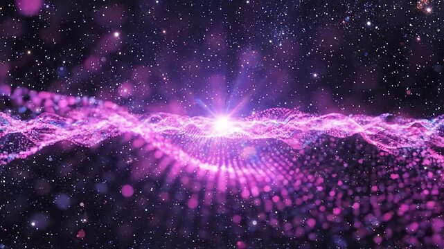 Cosmic wave of glowing particles perfect for UI/UX elements and digital motion graphics