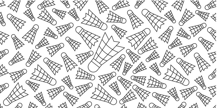 Seamless badminton shuttlecock doodle pattern. Minimal shuttlecock line art pattern. Hand-drawn badminton pattern design. Simple sports doodle background
Clean shuttlecock outline pattern