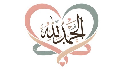 Obraz premium Delicate Heart Shape Logo with Arabic Calligraphy in Soft Pastel Tones
