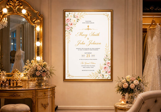 Luxury Wedding Invitation Frame Mockup