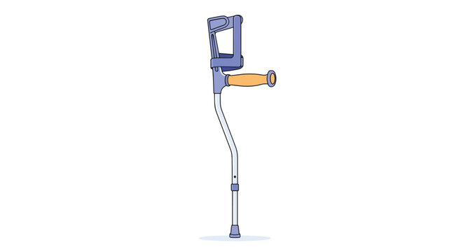 Medical forearm crutch with a blue handle and ergonomic design for injury rehabilitation and mobility support.