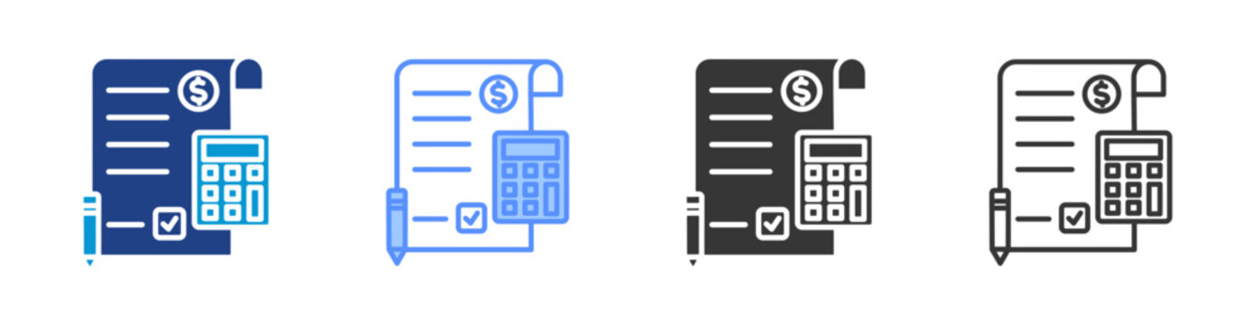 BUDGET PLANNING  icon set multiple style collection	
