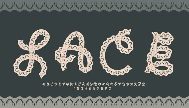 Lace-style uppercase English letters and numbers