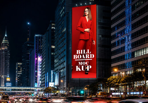 Night City Billboard Advertising Mockup