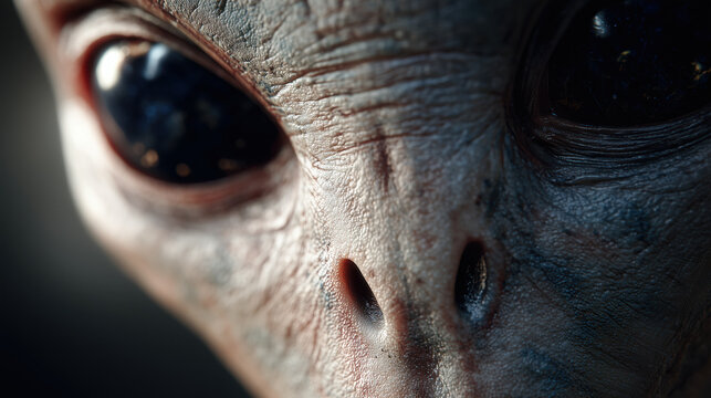 Close View of a Humanoid Alien Face With Non Human Features