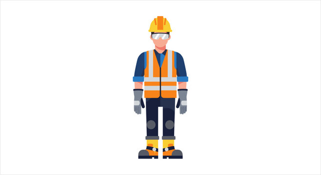 Construction worker wearing safety gear and high visibility vest.