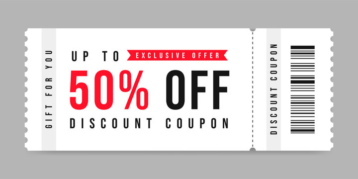 Discount coupon or gift voucher template. Shopping voucher design for exclusive sale and gift certificate layout
