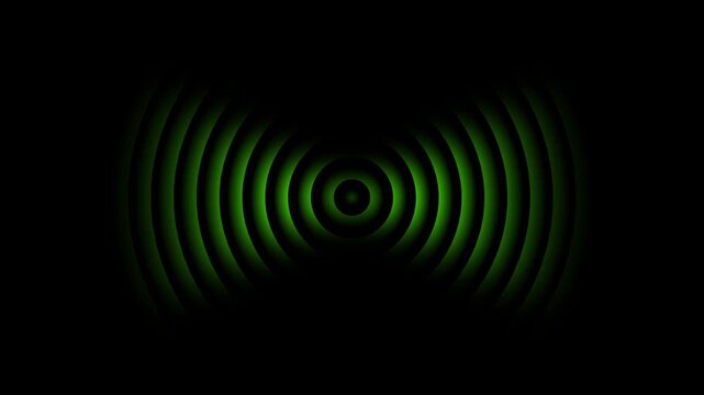 Green digital sound wave pulse animation, abstract radio signal frequency loop, technology communication concept