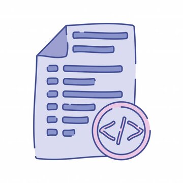 Document with Code Flat design style icon animation with minimal, smooth transitions, and simple. No background. Alpha Channel