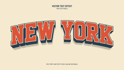 New York Retro Varsity Text Effect Editable Vector Typography © ricks