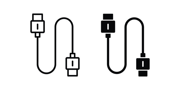 Data cable connector vector icon set
