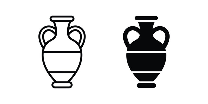 Amphora icon set Ancient greek vase symbol