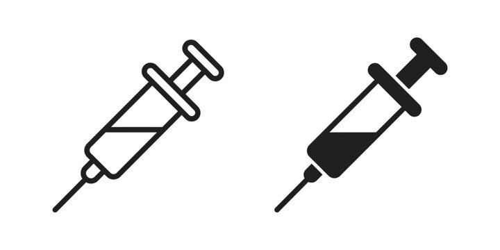 Syringe vector icon set Injection symbol