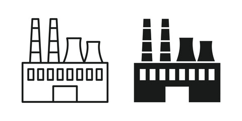 Obraz premium Industrial factory building icon set