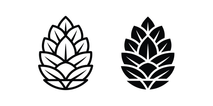 Hop icon set vector symbol for beer brewing