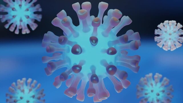 Blue virus abstract illustration on blue ocean background with underwater fractal pattern coral snowflake style light design