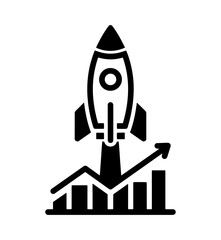 Fototapeta premium Rocket launching over business growth chart with business increase progress