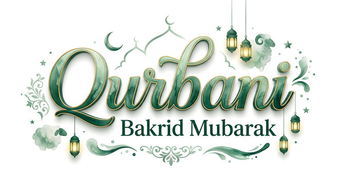 Bakrid Mubarak typography logo concept on background.