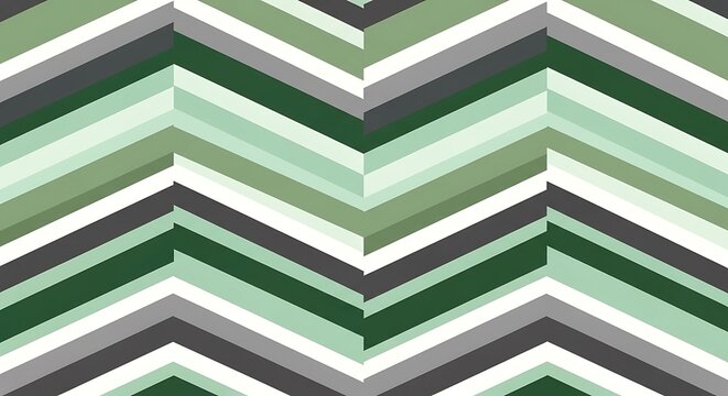 Interlocking chevron pattern in muted green and gray tones