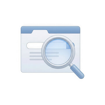 Magnifying glass over digital search bar icon highlighting online research and data analysis