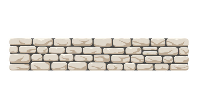 Stone wall vector illustration, building material used in construction with rough textured surface, old design.