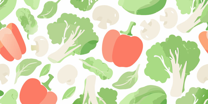 Fresh vegetable pattern colorful illustration on white background